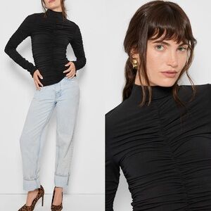 AS by DF Harley Turtleneck Top Black Ruched Women's Top size small